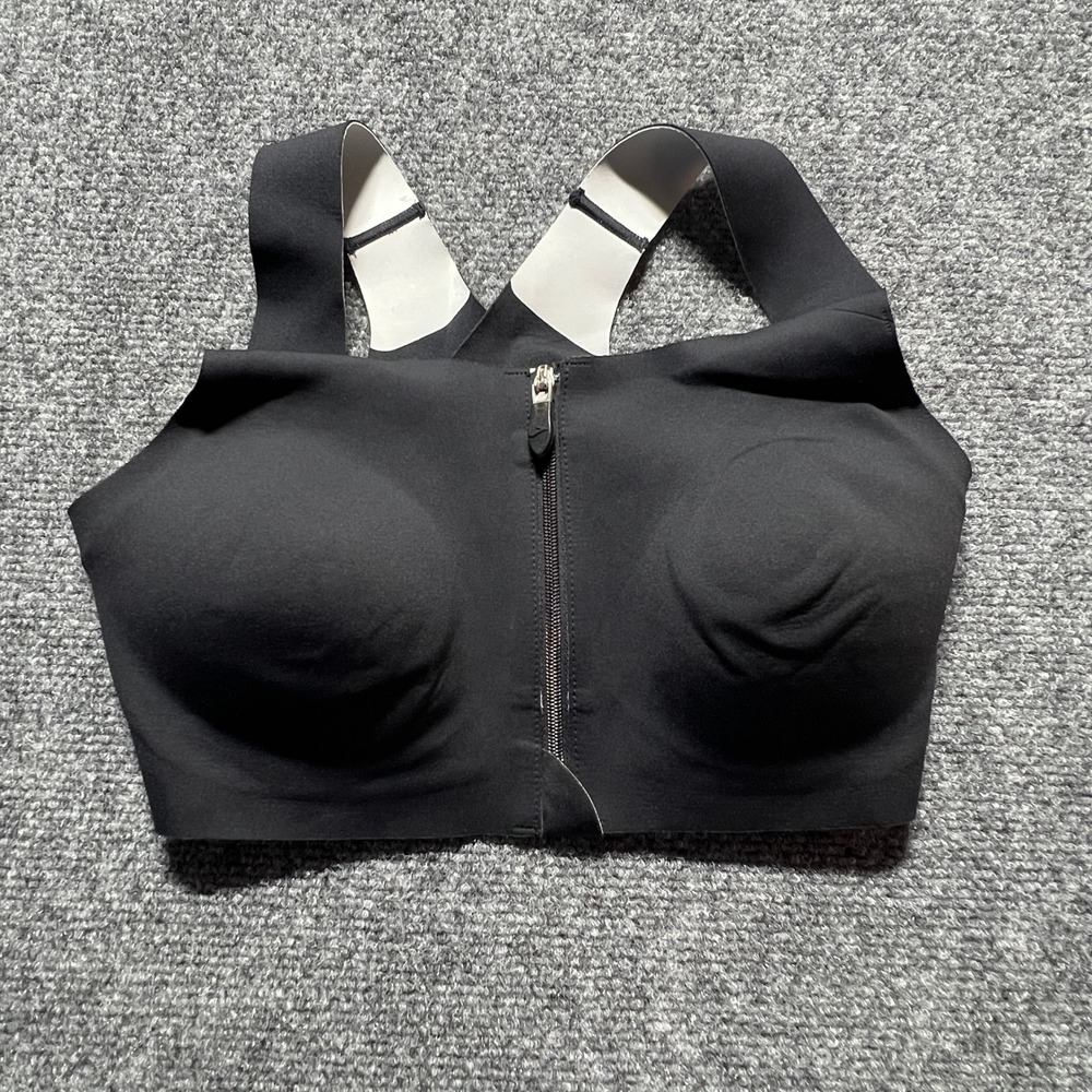 Brooks Dare Zip Run Bra Black High Impact Front Zip Sports Bra 30DD/E 350075